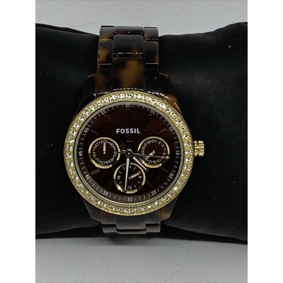 Fossil Stella Analog Brown Dial Women Fossil Stella ES2795 Women\'s Tortoise Resin Analog